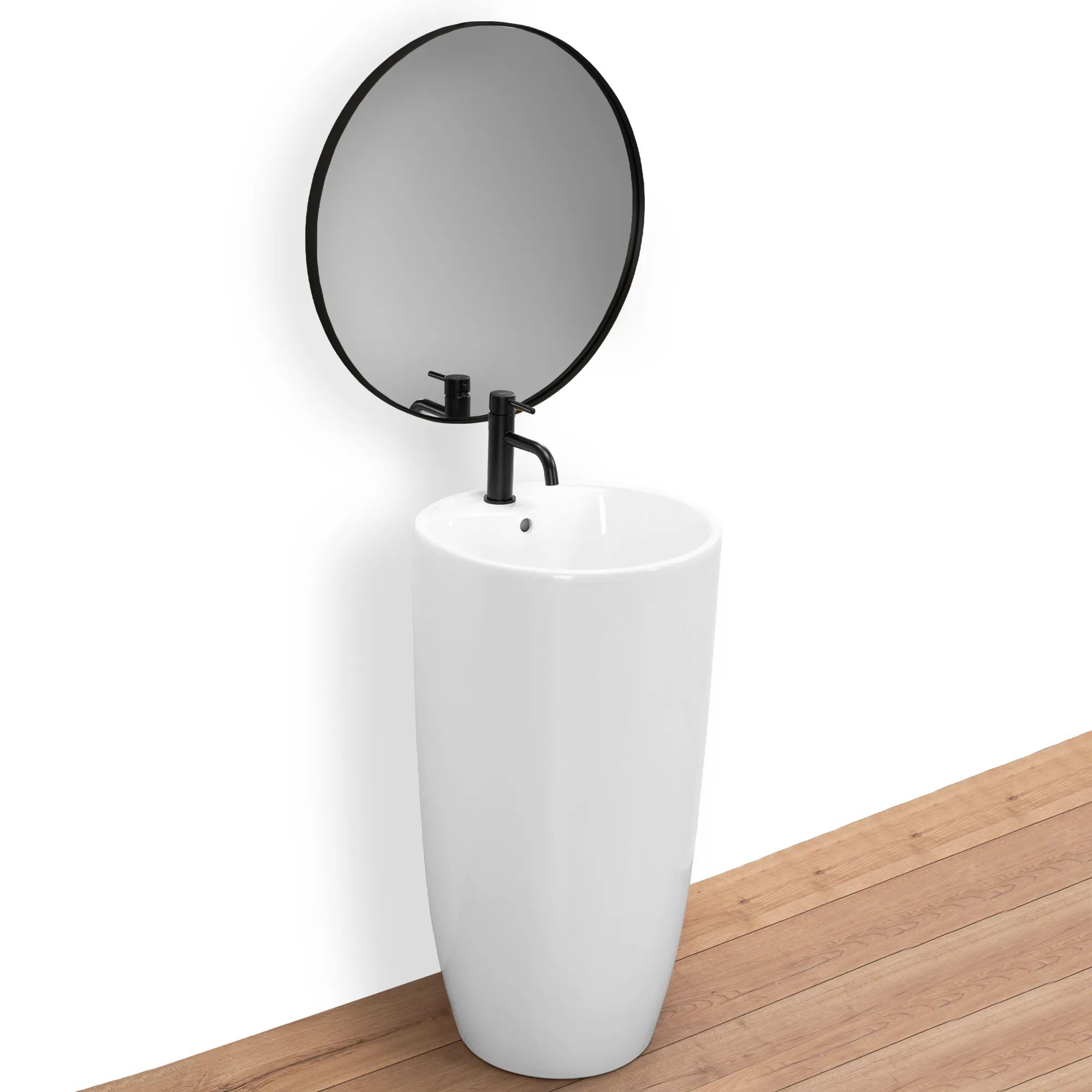 Rea Anya umywalka 45x45x84 cm wolnostojąca okrągła biała REA-U6503