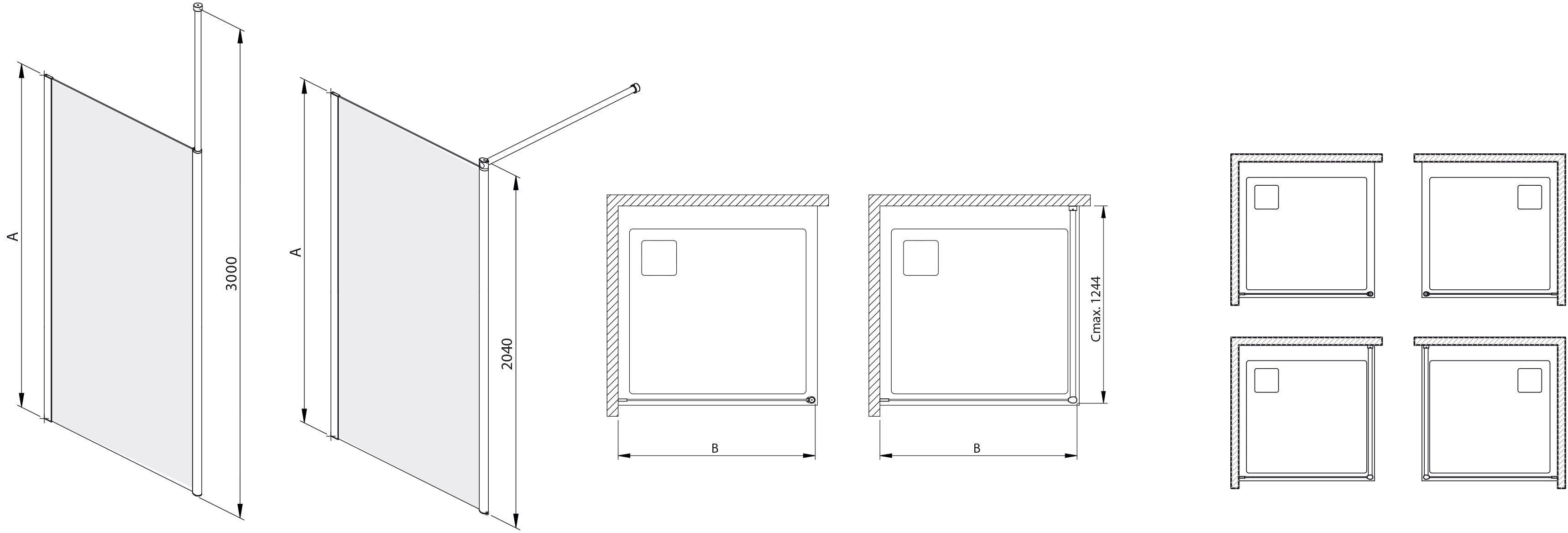 Sanplast Free Zone kabina prysznicowa 90x80 cm prostokątna lewa srebrny połysk/szkło ze wzorem 600-271-3610-38-231