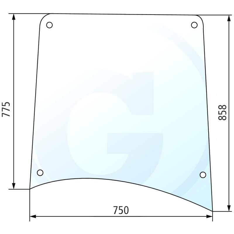 Szyba boczna koło standardowe CASE kabina Fritzmeier 3000 520737