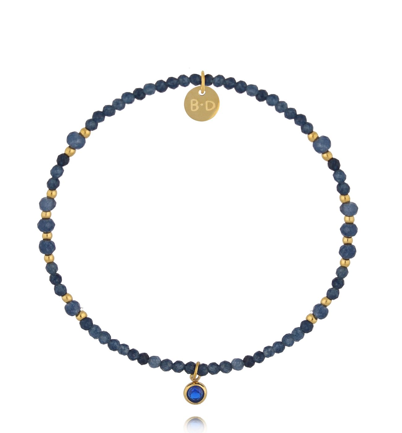 Bransoletka z niebieskiego jadeitu z delikatną zawieszką - By Dziubeka