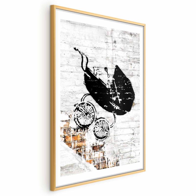 Plakat Artgeist Pędzący wózek 21x30 cm z ramą złotą 1 szt