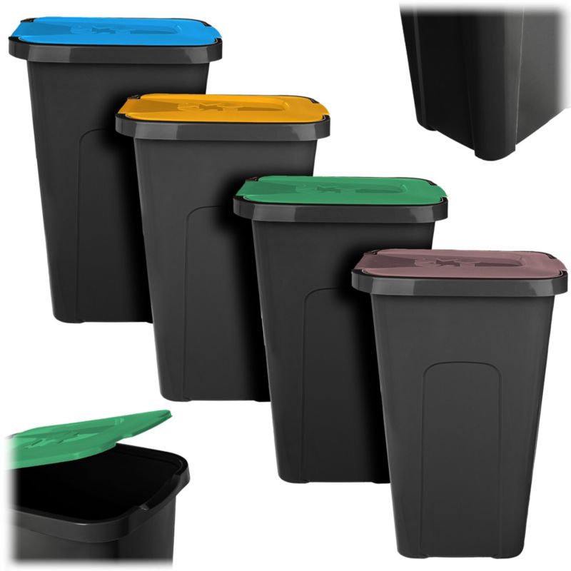 Kosze KADAX Na Śmieci Pojemnik Na Odpady 30L Do Segregacji Kubeł Śmietnik 4 szt.