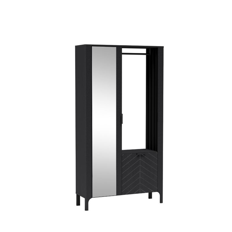 Garderoba z lustrem Bettso Lumi stylowa do sypialni czarny 1szt.