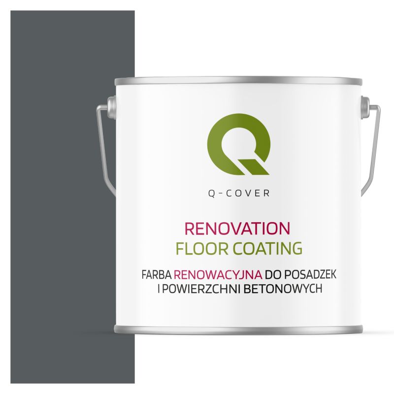Farba Renowacyjna do Posadzek i Powierzchni Betonowych Q-Cover Szary Bazaltowy RAL7012 Półmat 5L