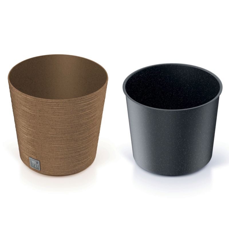 Doniczka EDANTI Ogrodowa 25 cm Okrągła Na Taras Do Domu ECO Wood Kawa 1 szt.