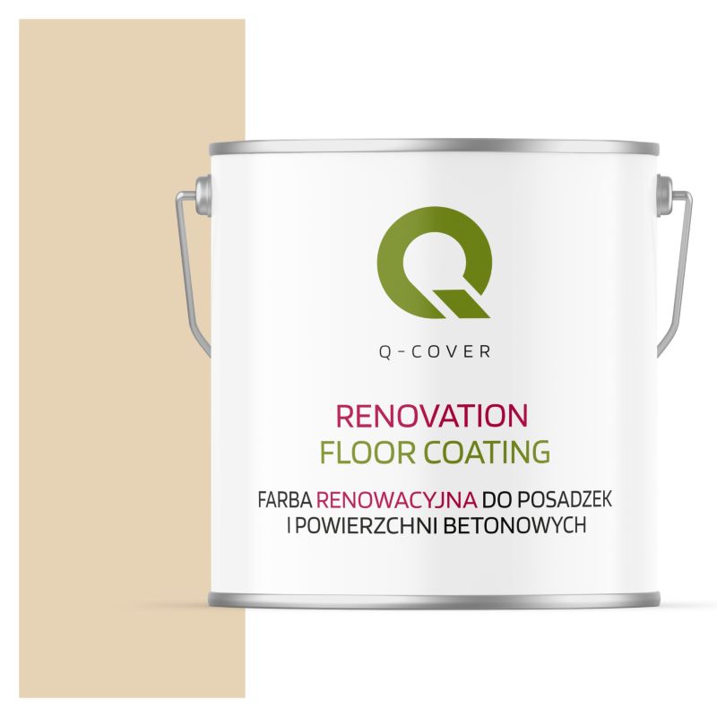 Farba Renowacyjna do Posadzek i Powierzchni Betonowych Q-Cover Kremowo Beżowy RAL1015 Półmat 5L