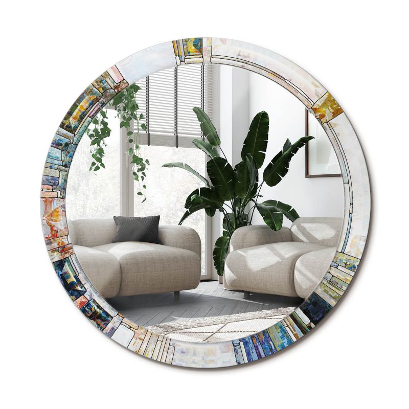 Lustro Okrągłe Tulup Witraż 90 cm Stylowe Na Podkładzie 1 szt.