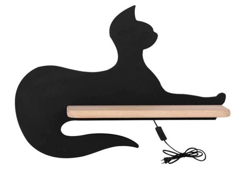 Kinkiet ścienny Candellux Cat jasne drewno i czarny kot LED 5W 4000K 250lm IP20 wym: 26 x 36,3 x 12 cm - 1 szt.