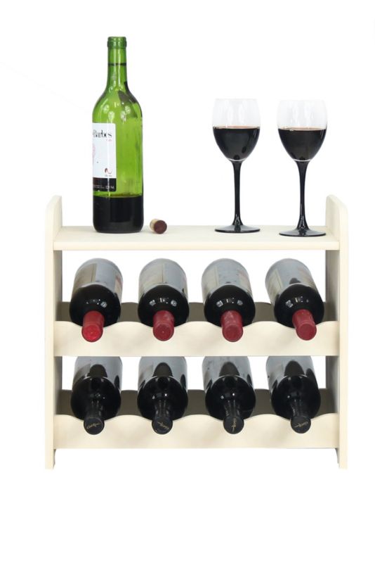 Regał na wino MODO24 z półką drewno sosnowe 8 butelek biały 1 szt.
