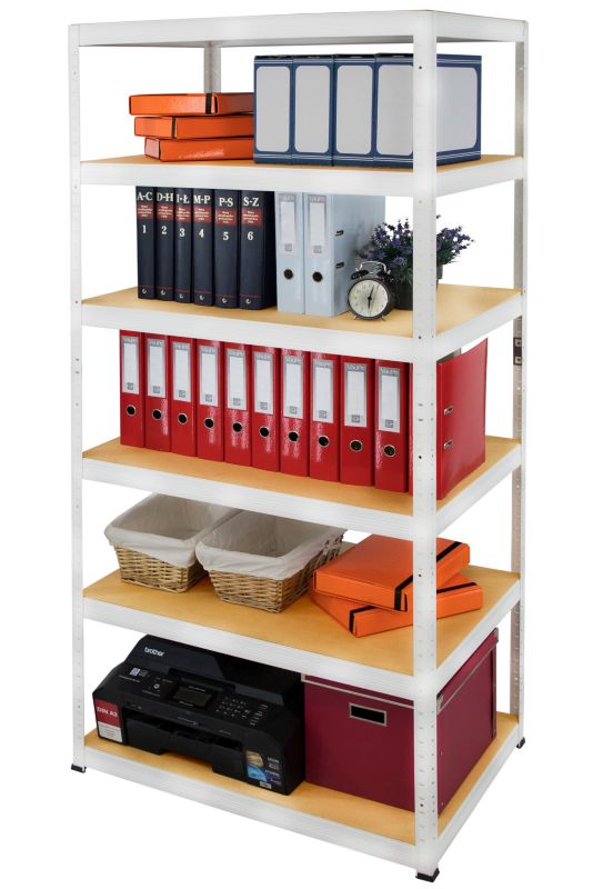 Regał metalowy MODO24 magazynowy biały helios 213x90x45cm 6 półek po 175 kg 1 szt.