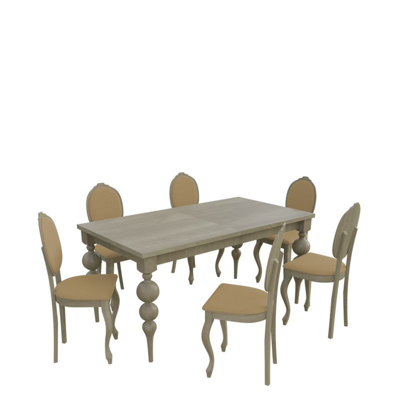 Zestaw RO40 MIRJAN 24 Stół rozkładany S38 90x160/215 + 6 krzeseł K76 dąb sonoma + piaskowy 1 kpl.