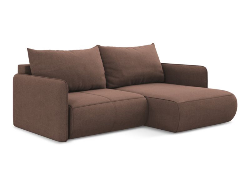 Narożnik prawostronny z funkcją spania LaMiaSofa PALERMO z tkaniny strukturalnej 207x148 cm pudrowy róż 1 szt.