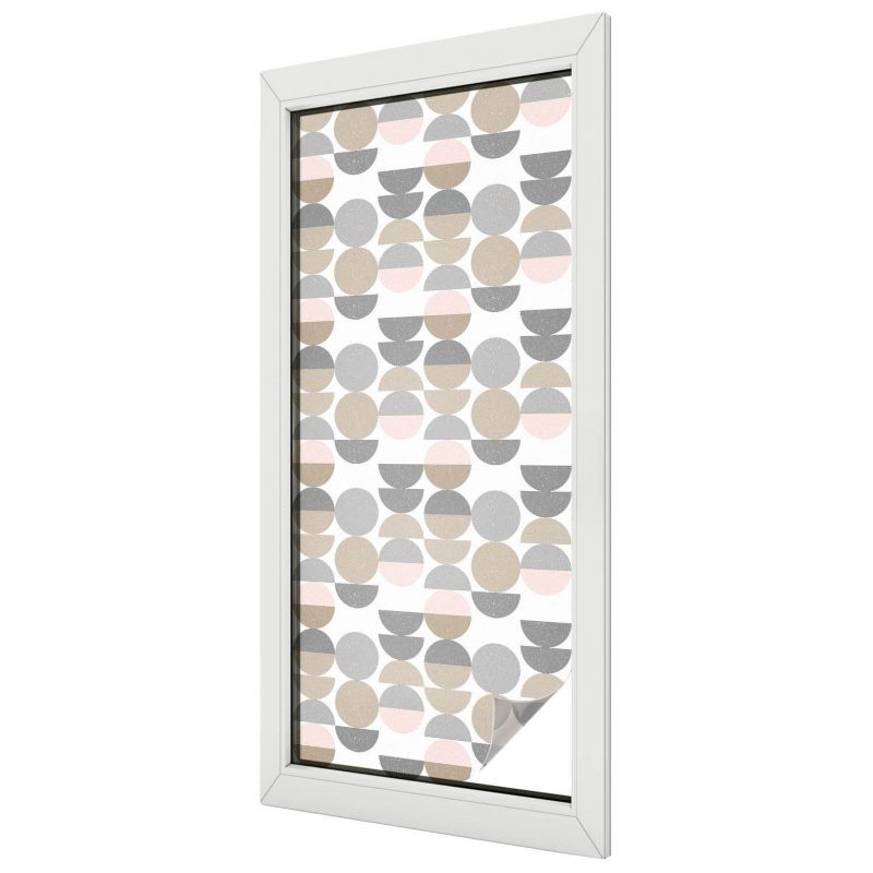 Folia Okienna Wallfluent 50x116 cm Chroniąca Prywatność Geometryczne okręgi i półokręgi w delikatnych barwach 1 rol.