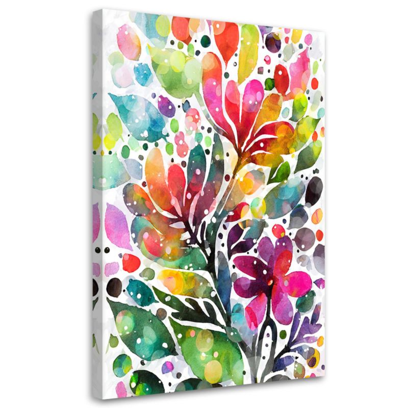 Obraz do salonu Feeby Kwiaty Liście Akwarela Kolorowy Natura 60x90cm 1szt