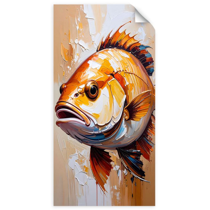 Plakaty samoprzylepne do salonu sypialni Feeby Ryba imitacja farby 60x120cm 1szt