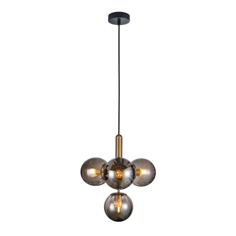 Lampa sufitowa wisząca Italux Ravena 6718 mosiężno-dymiona nowoczesna 4xE27 x 1 szt.