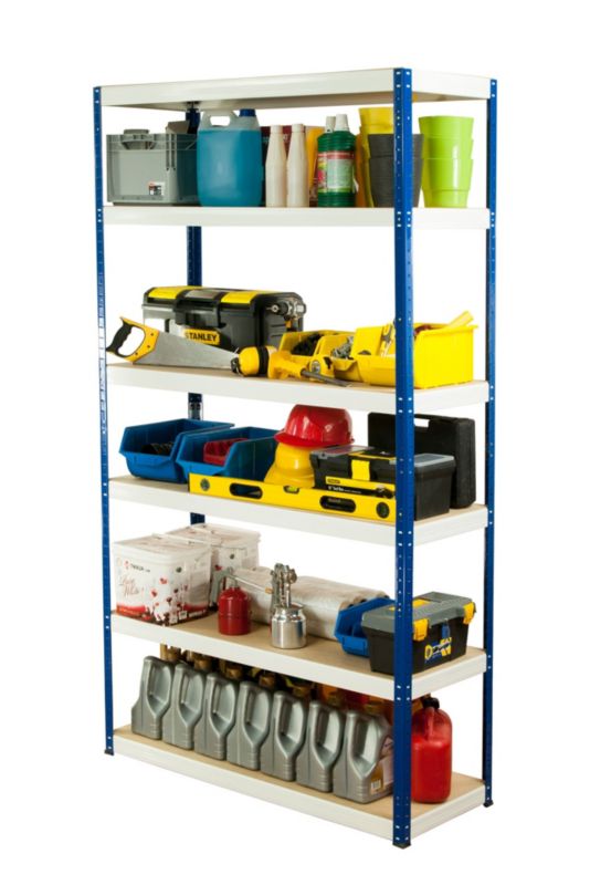 Regał metalowy MODO24 magazynowy niebiesko-biały helios 213x180x50cm 6 półek po 275 kg 1 szt.