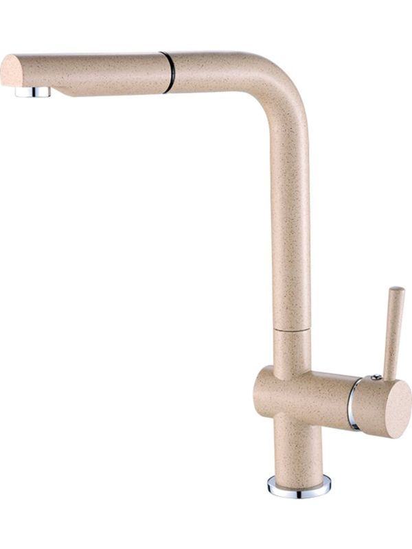 Bateria zlewozmywakowa Laveo Luna beżowa z wyciąganą wylewką, jednouchwytowa, 1 szt.