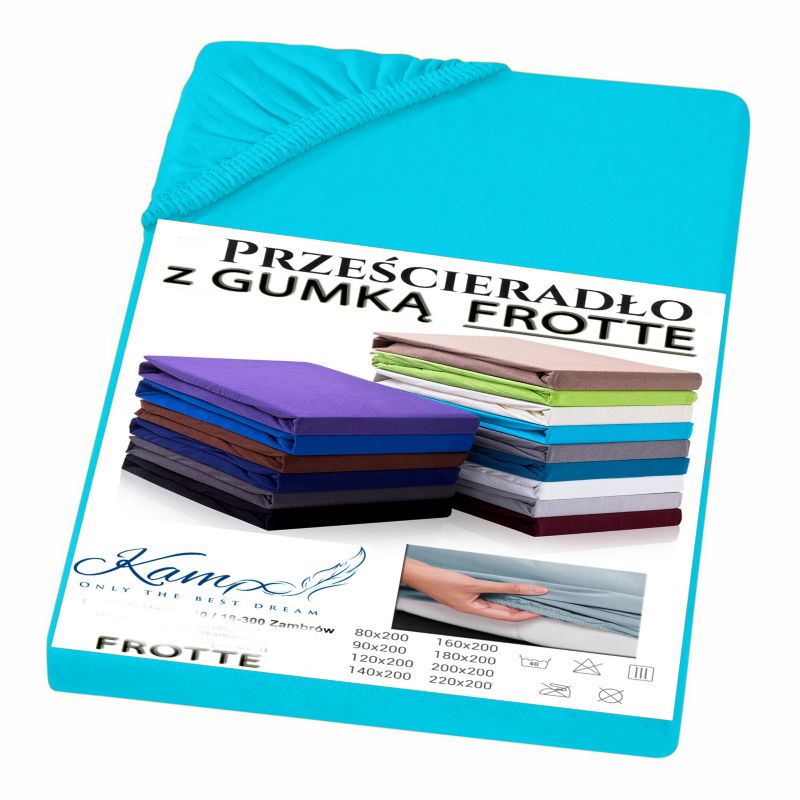 Prześcieradło gumka frotta KAM-POL bawełna premium 120x210 turkus 1 szt.