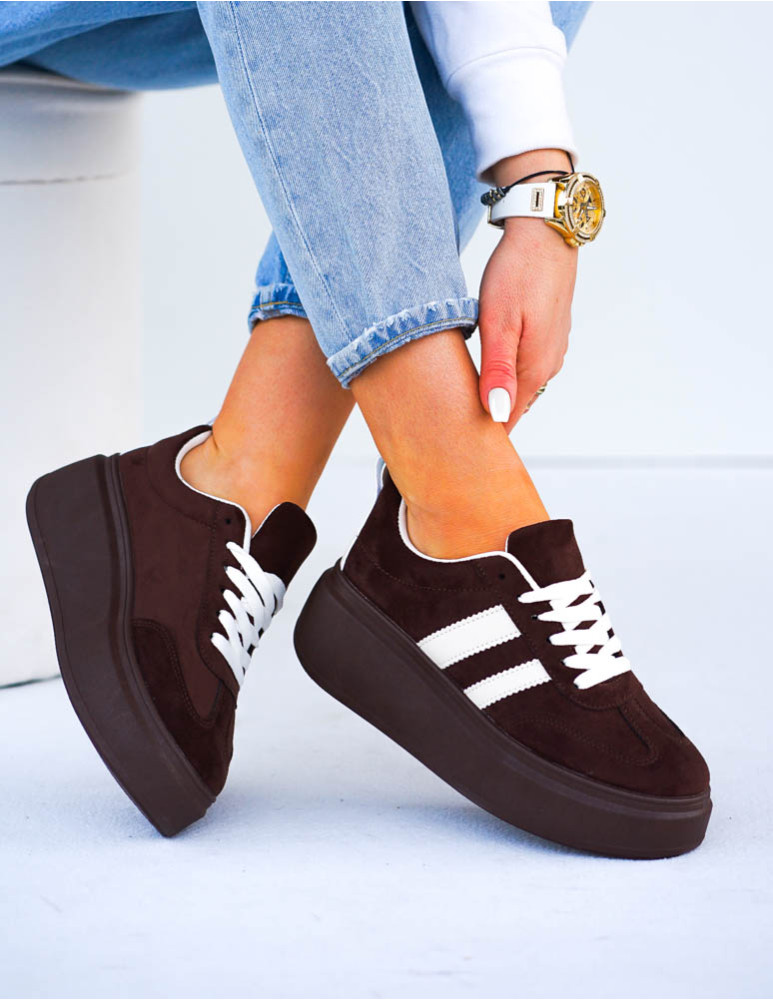 Czekoladowe Buty Sportowe Na Grubej Podeszwie Campes