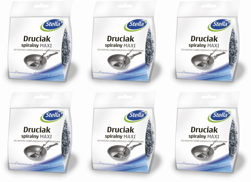 6x Druciak spiralny Stella Maxi, 1 sztuka, srebrny