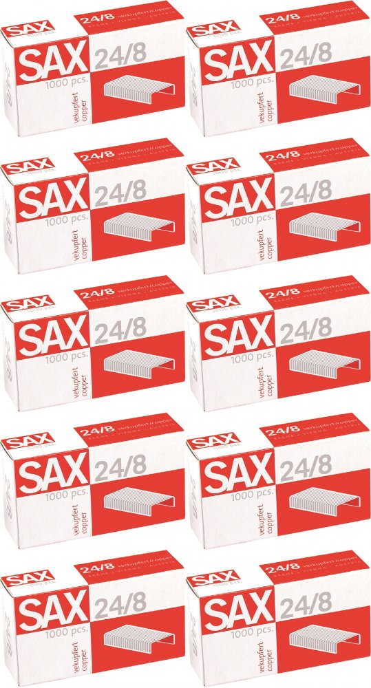 10x Zszywki miedziane Sax, 24/8, 1000 sztuk, miedziany