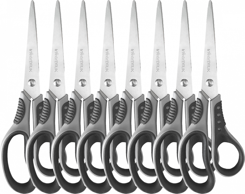 8x Nożyczki Interdruk, 18cm, szaro-czarny