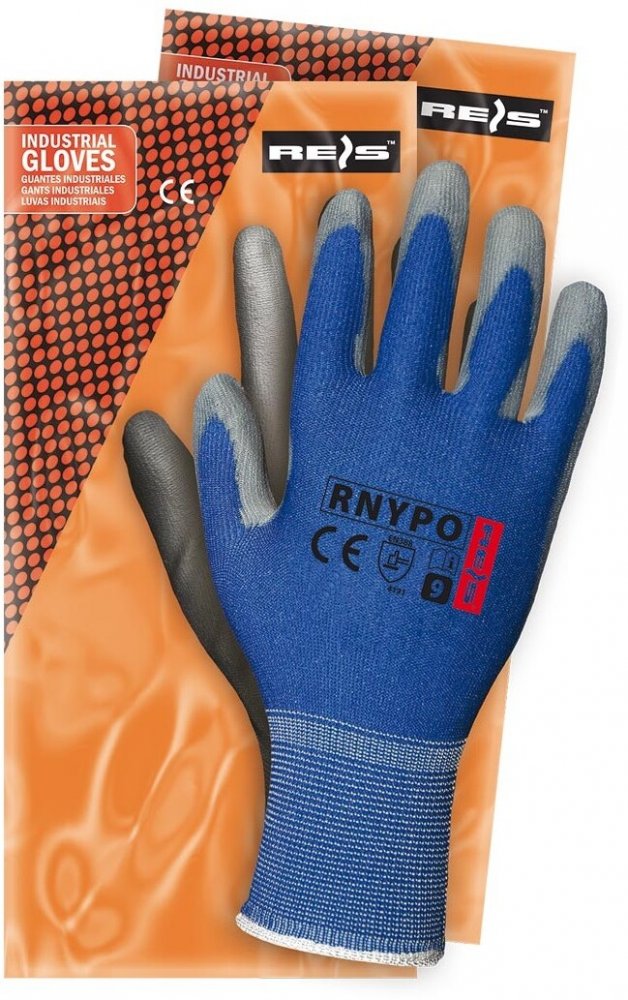 Rękawice robocze Reis Rnypo, powlekane, rozmiar 7, niebiesko-szary