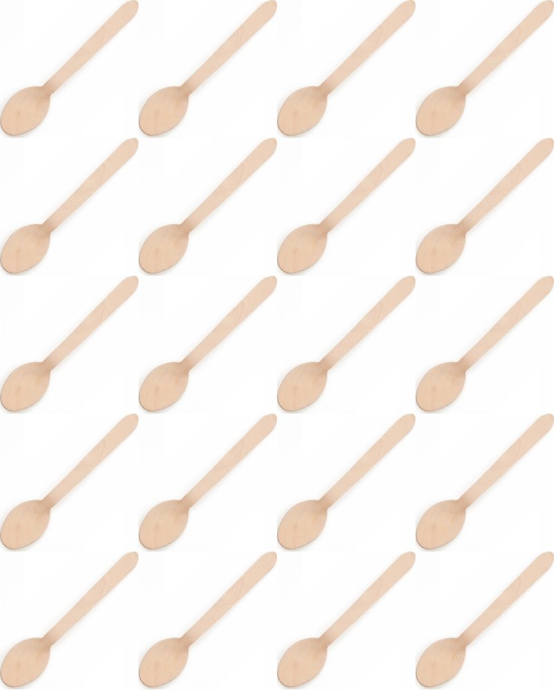 20x Łyżki jednorazowe Packman, 16.5cm, drewno, 100 sztuk, brązowy
