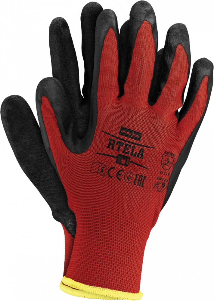 Rękawice powlekane Reis Rtela, rozmiar 7, czerwono-czarny