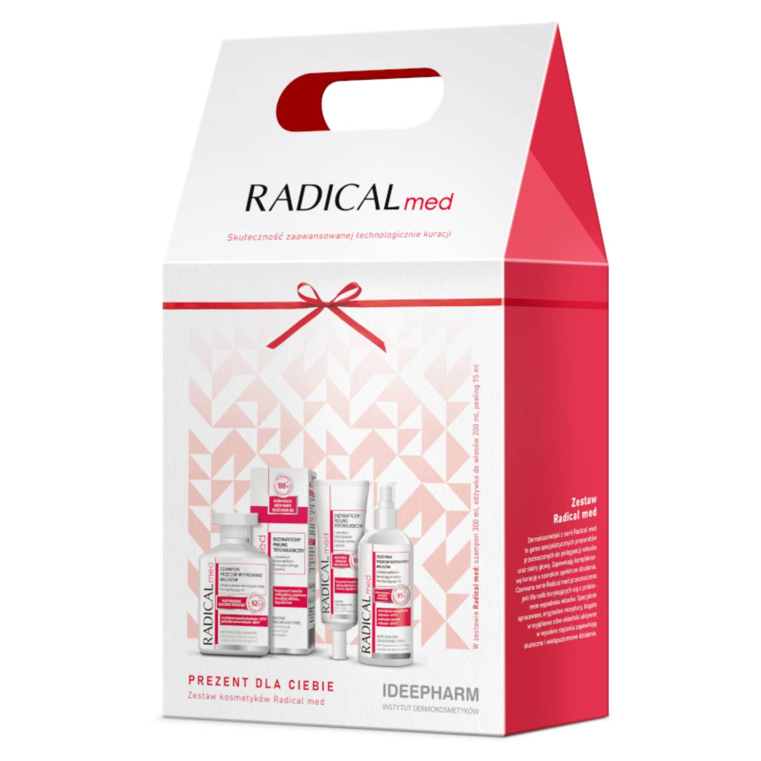 Radical med - szampon 300 ml + odżywka 200 ml + enzymatyczny peeling trychologiczny 75 ml, 1 zestaw