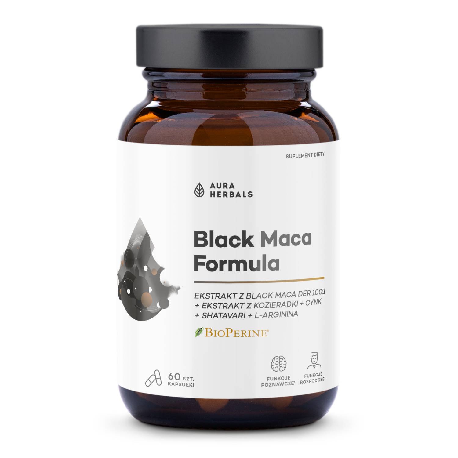 Aura herbals black maca formula, 60 kapsułek