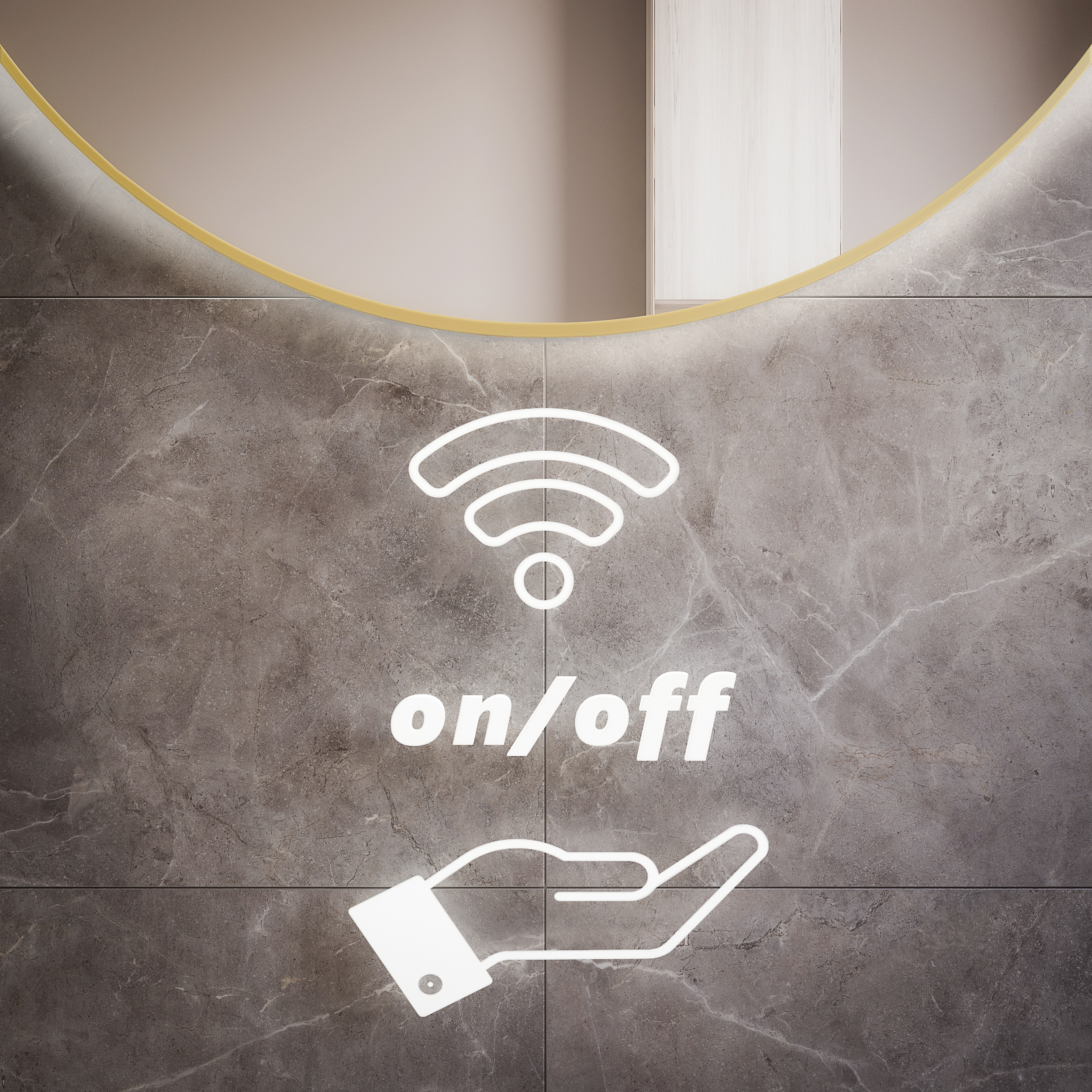 Baltica Design Bright Stain IV lustro 70x50 cm czarne barwa ciepła z włącznikiem bezdotykowym