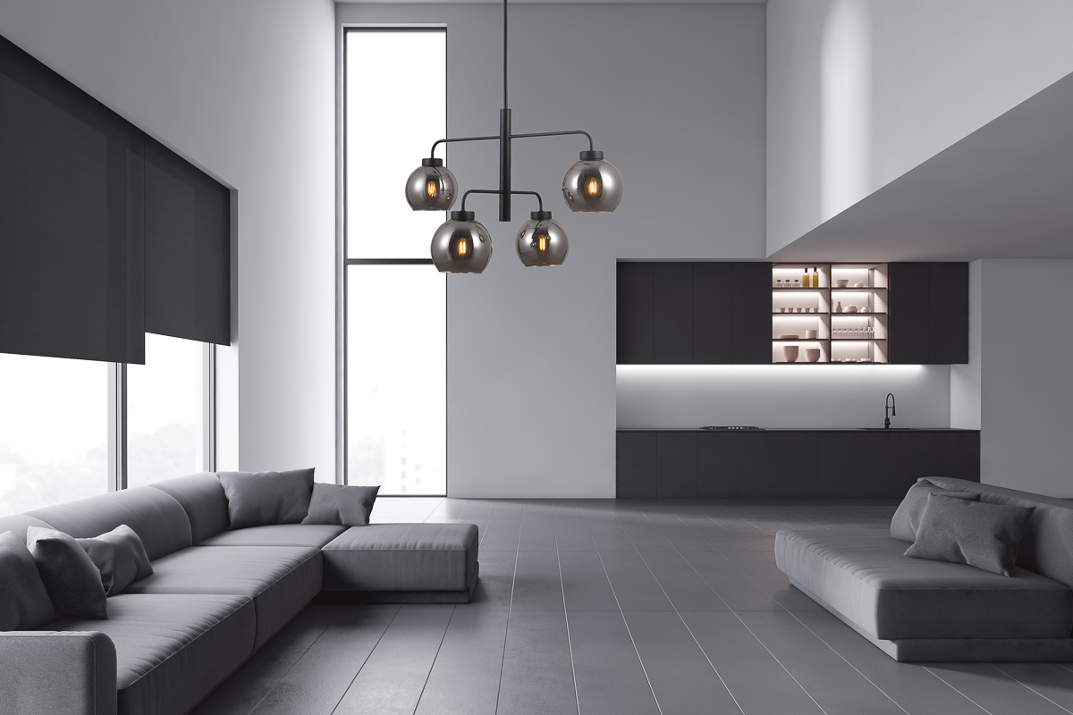 Italux Poggi lampa wisząca 4x40 W czarny-przydymiony PND-28028-4D