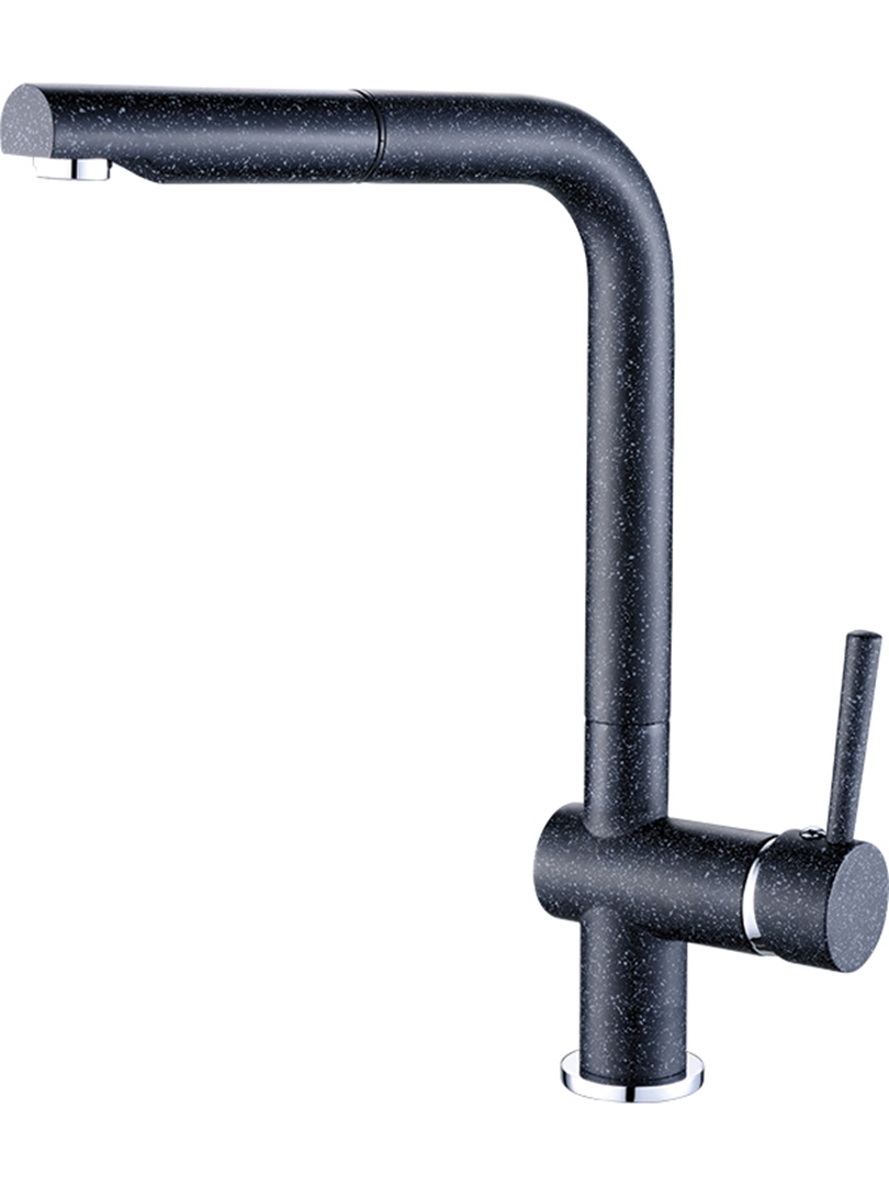 Laveo Luna bateria kuchenna stojąca z wyciąganą wylewką czarna BLZ769D