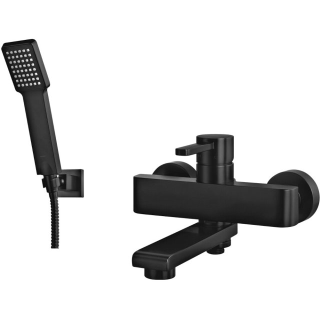 OMNIRES Bateria wannowa DARLING ścienna z zestawem prysznicowym czarn