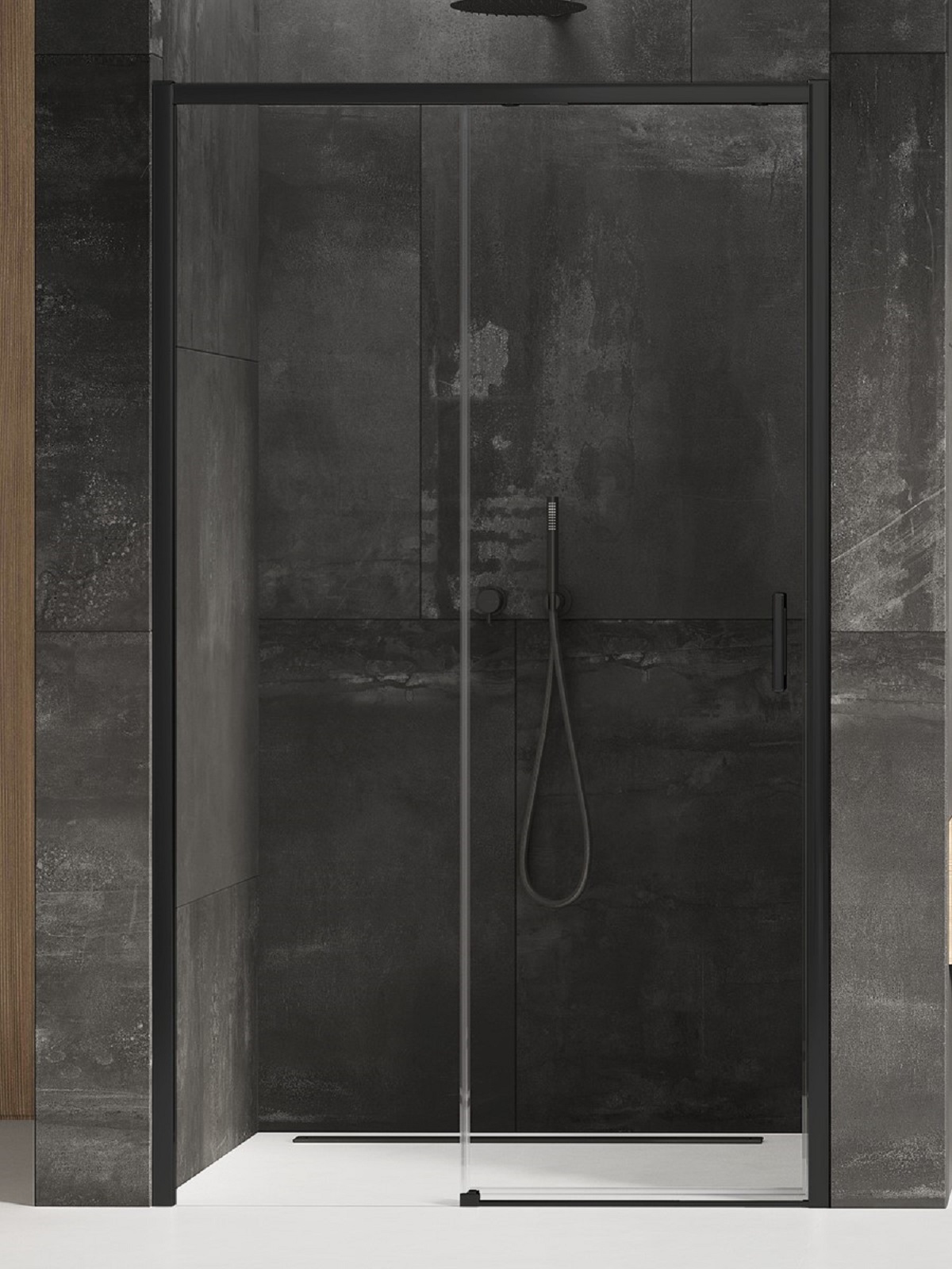 Darmowa Dostawa - Drzwi prysznicowe 140 cm rozsuwane czarny mat/szkło przezroczyste New Trendy Prime Black D0324A