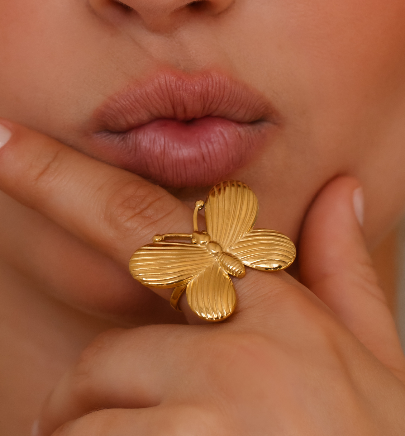 Pierścionek z motylem złoty PSY0234