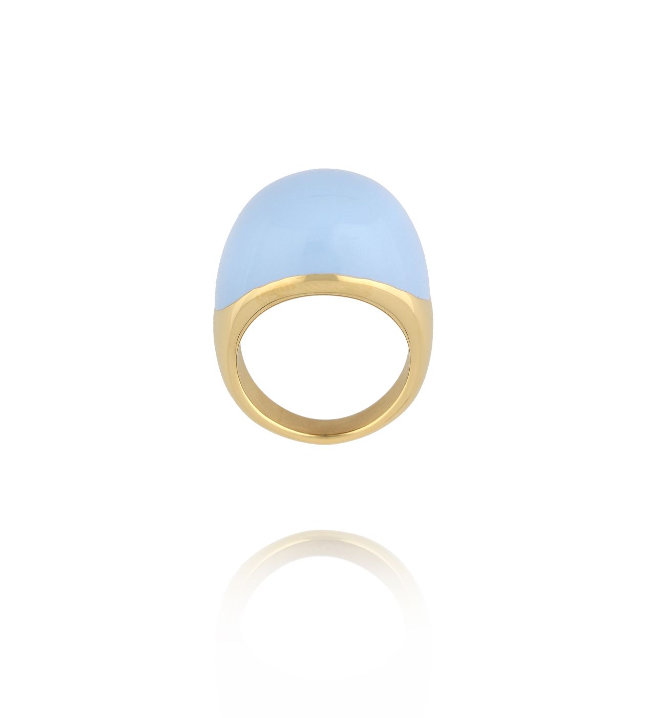 Pierścionek złoty z błękitną emalią - By Dziubeka