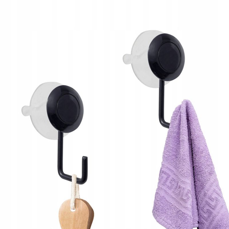 Haczyk na przyssawkę Rodeno na ręczniki stalowy czarny 1 szt.