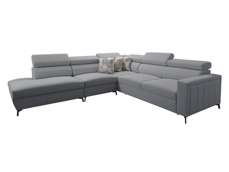 Narożnik z funkcją spania MIRJAN 24 Baltico VIII lewy gołębi szary/wzór w liście 1 szt.