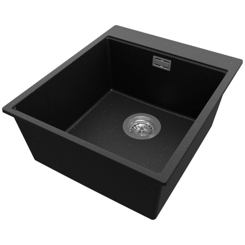 Zlewozmywak Oslo PRIMAGRAN Nablatowy 43x50cm do szafki od 45cm z Syfonem Czarny Metalik 1 szt.