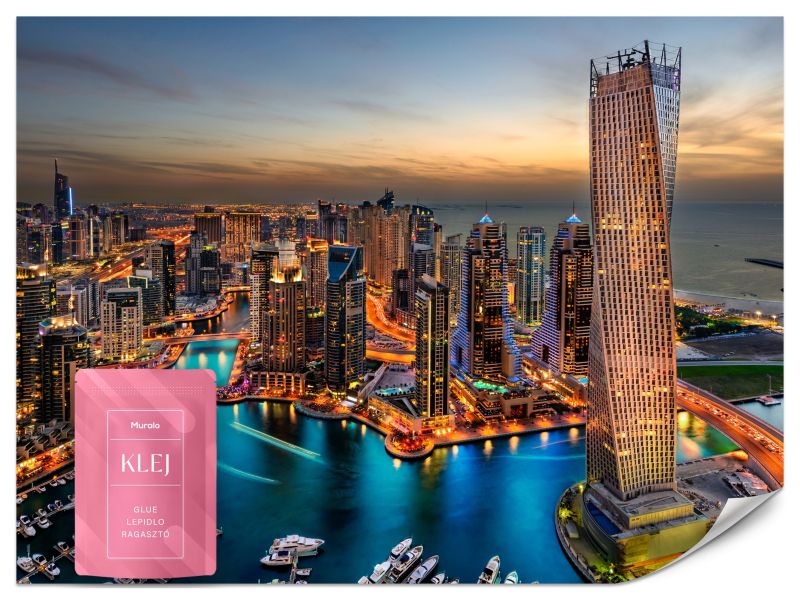 Fototapeta Muralo Przystań w Dubaju Nocą 250x175 cm 1szt.