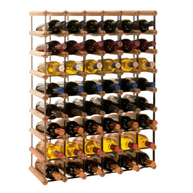 Stojak na wino MODO24 na butelki PET szafka wielki eko na 48 butelek czarny metal drewno brązowe 1 szt.