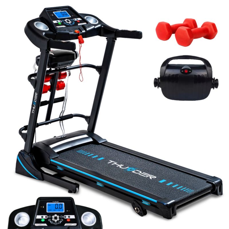 Bieżnia elektryczna domowa THUNDER ICON-D-BLACK 17 km/h masażer amortyzacja Bluetooth 140 kg