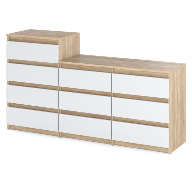 Komoda Hurtownia-Mebli Szuflady 10 Zestaw komód Hugo 64 160cm Dąb Sonoma Biały Mat 160x33.5x92.5 cm 1szt.