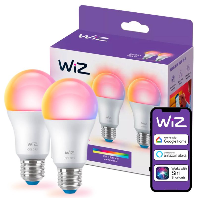 Żarówka LED WiZ E27 A60 8.5W 806lm 2200-6500K RGB TW Inteligentna Smart WiFi Bluetooth Aplikacja 2 szt.