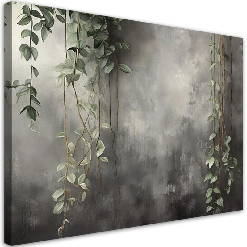 Obraz do salonu sypialni Feeby Liście na tle betonu 60x40 cm 1szt