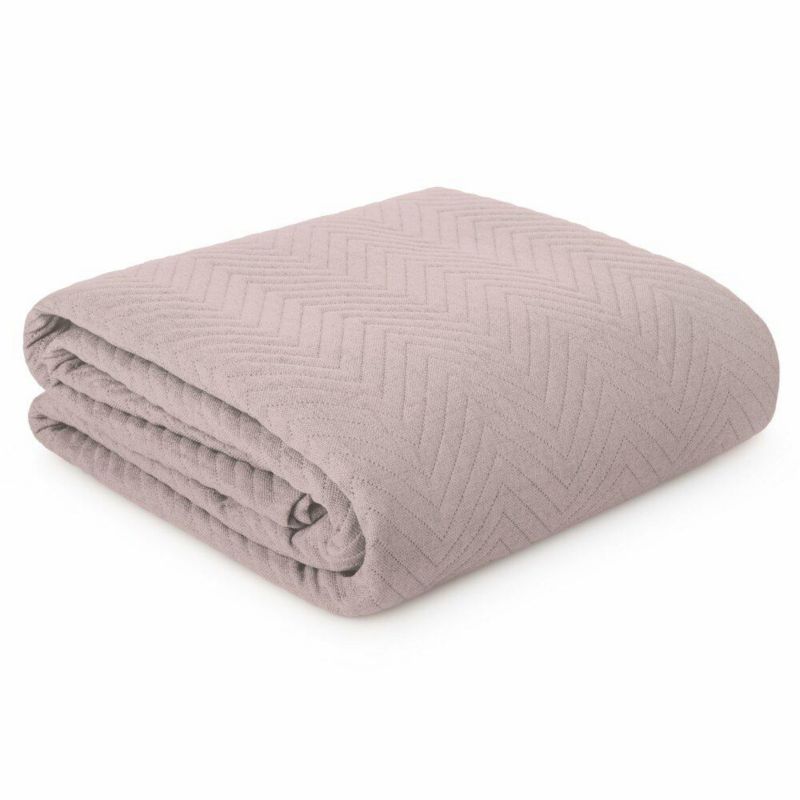 Narzuta LEN/3 Eurofirany 200x220 cm różowa jodełka dekoracyjna na łóżko 1 szt.