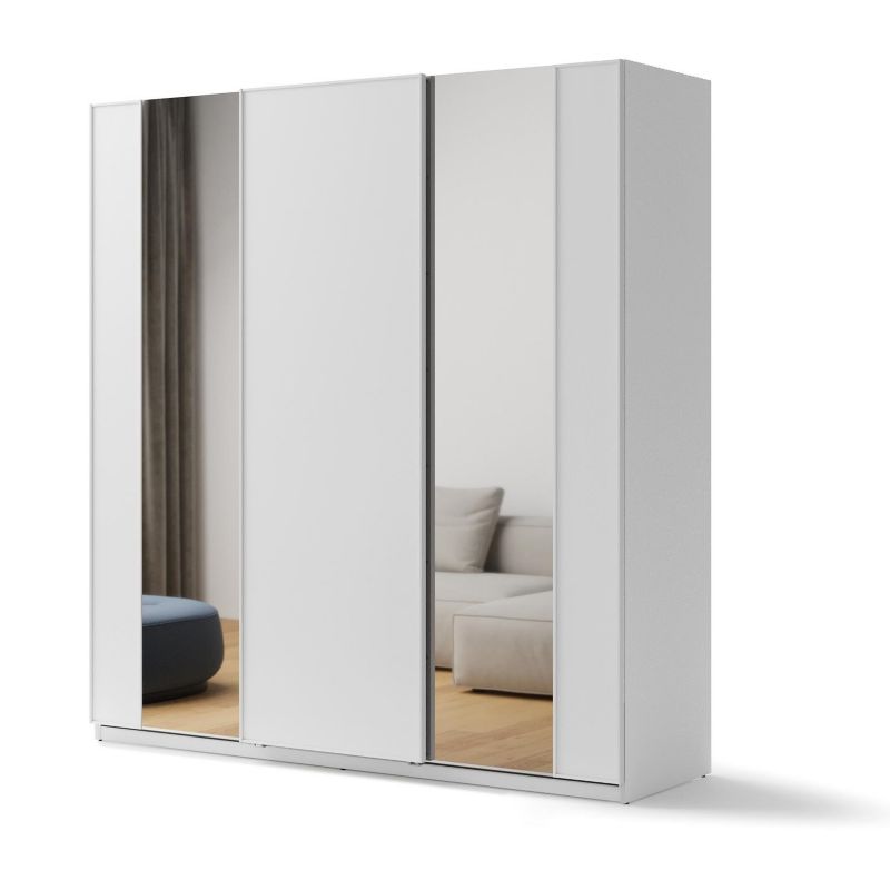 Szafa Bettso Maxi 220 z oświetleniem LED trzydrzwiowa z 3 drążkami na ubrania i dwoma lustrami biały 1szt.
